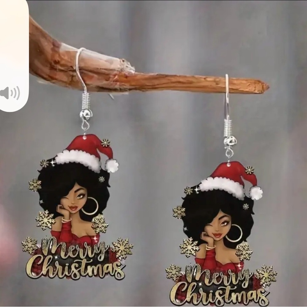 Festive Christmas Earrings with Santa Hat Design